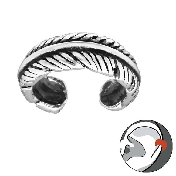 Sterling Silver Feather Ear Cuff - Picture 1 of 8